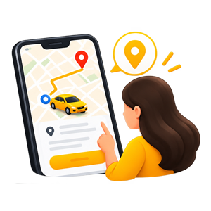 Passenger booking with trip type, pickup and drop