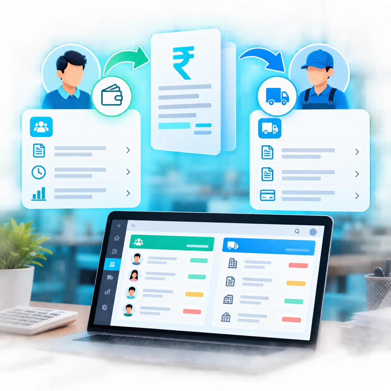 Restaurant POS screen with dine-in, delivery, takeaway and corporate sale controls